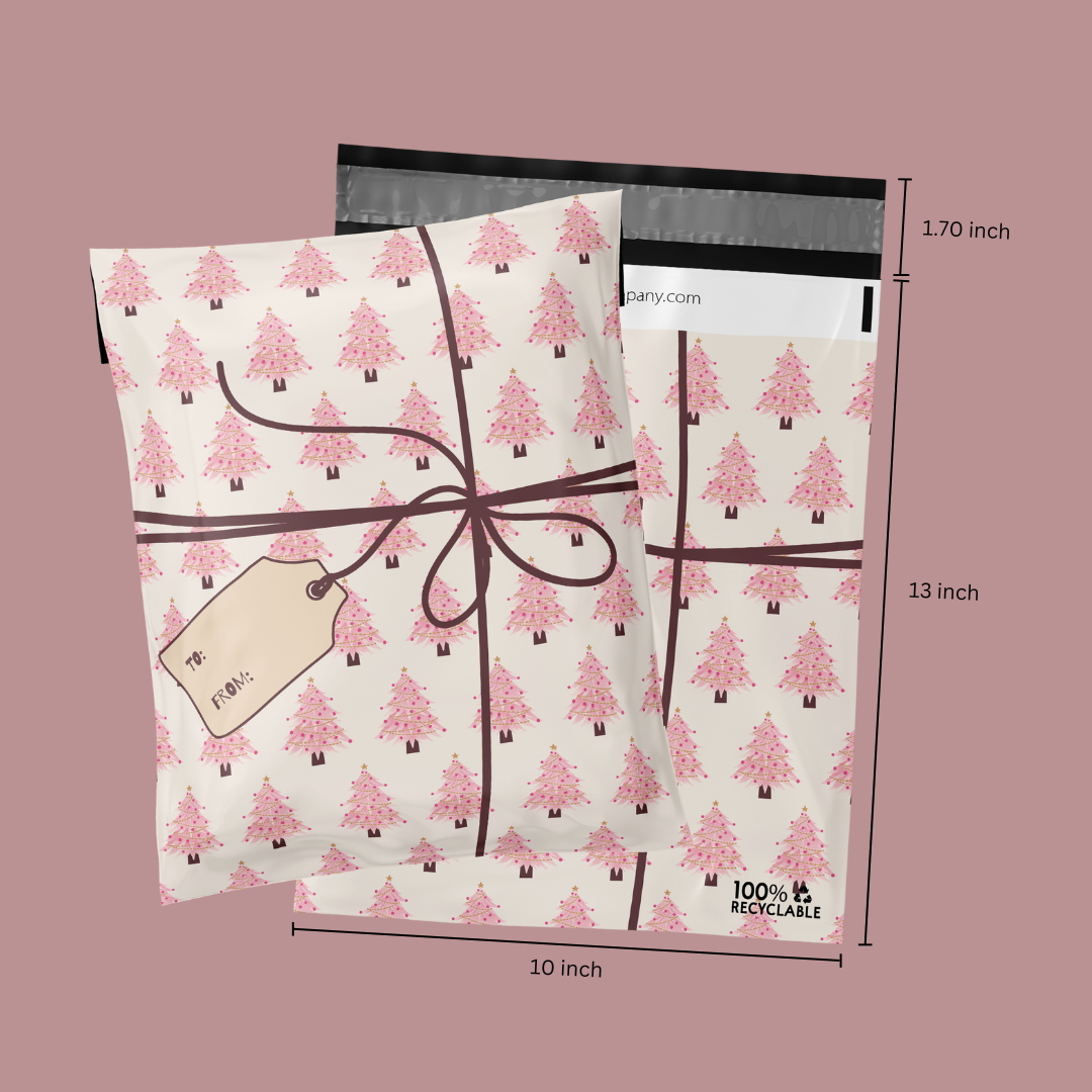 10x13" Pink Christmas Poly Mailer