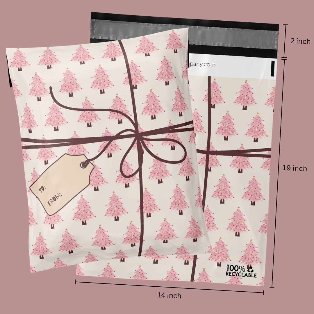 14x19" Pink Christmas Poly Mailer