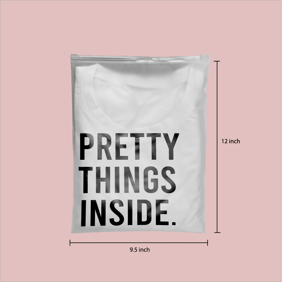 9.5"x12" Frosted Bag with Zipper "Pretty Thing Inside"