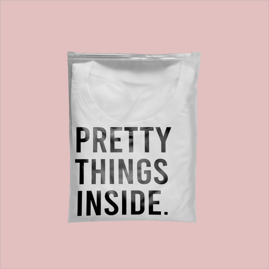 9.5"x12" Frosted Bag with Zipper "Pretty Thing Inside"