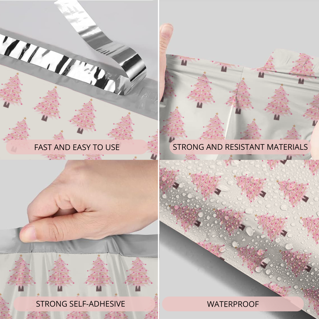 10x13" Pink Christmas Poly Mailer