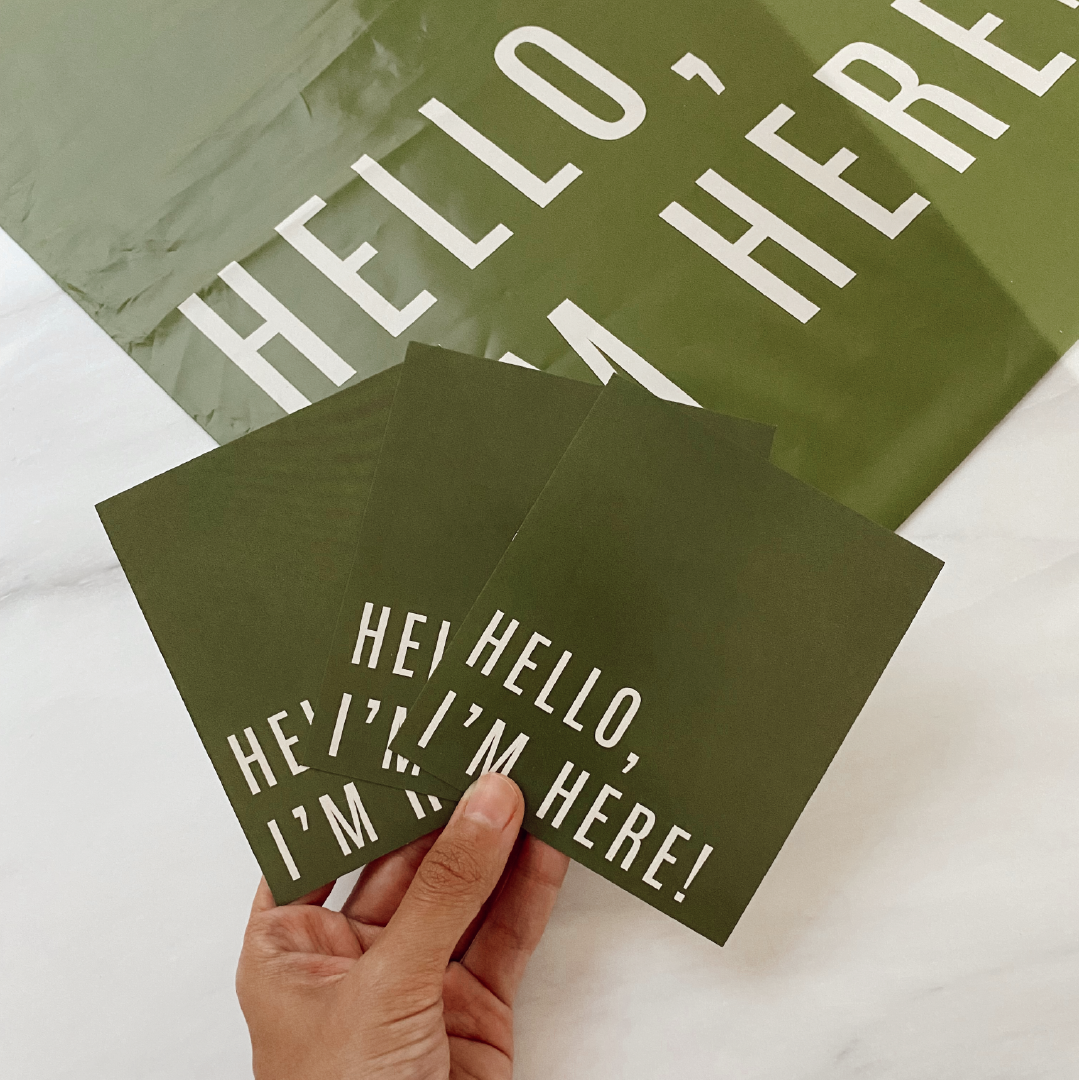 Insert Cards "Hello, I'm Here" Green